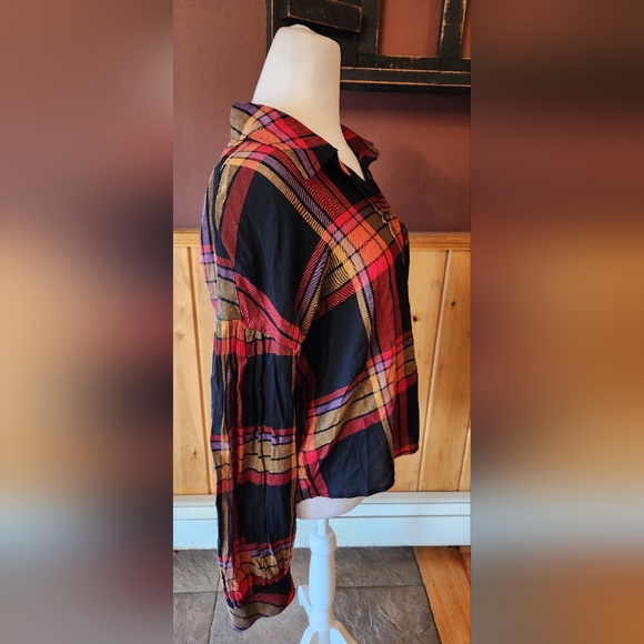 Sanctuary Women's Multicolor Plaid Collared The Cabin Button Up Shirt Size M - Picture 6 of 15